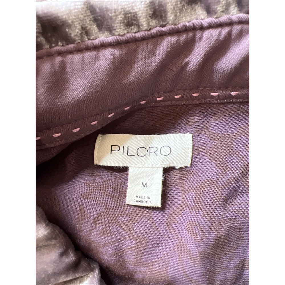 Anthropologie The Hadley Velvet Relaxed Buttondown Shirt by Pilcro Flint Medium - Picture 4 of 7